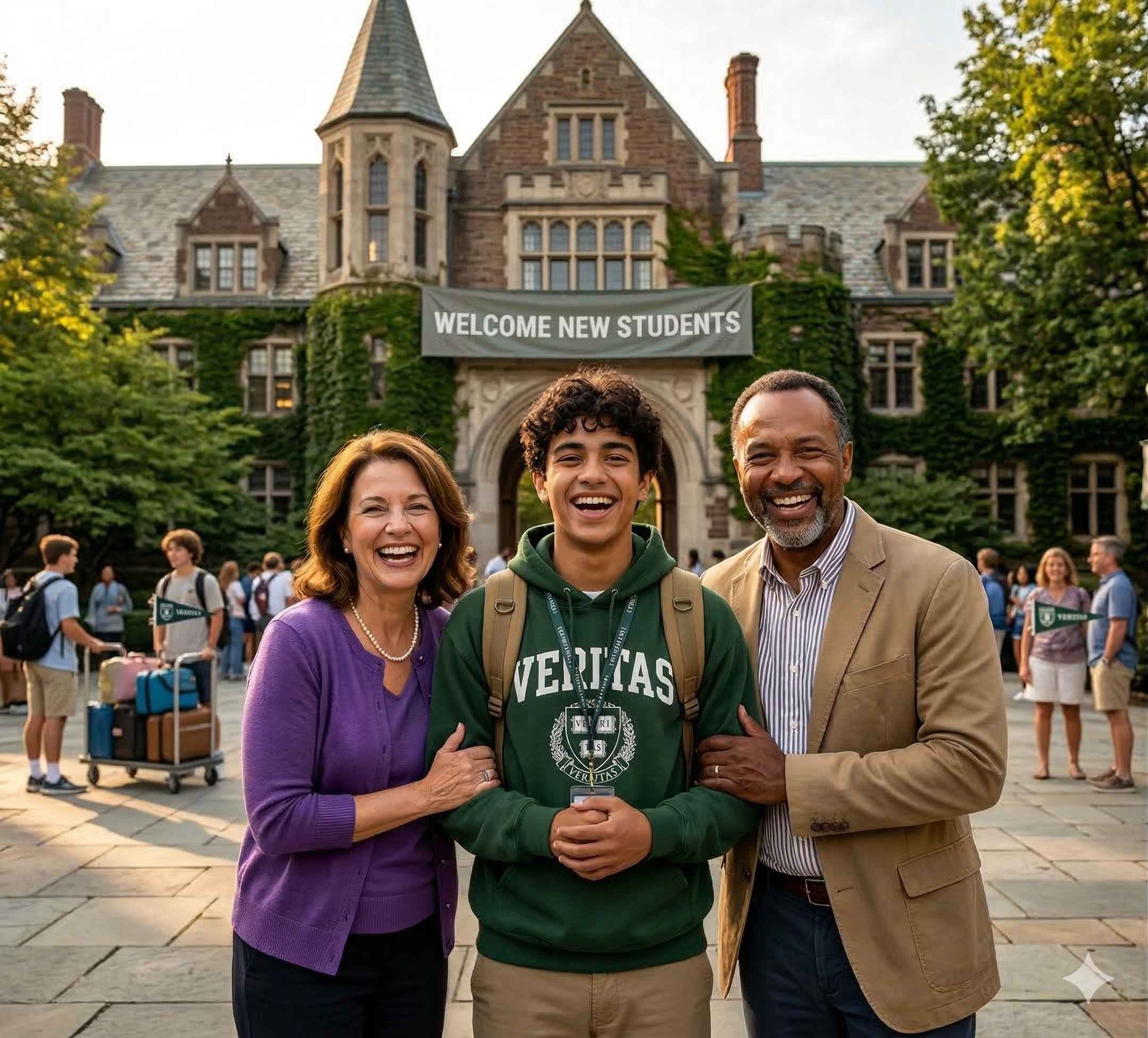 Family celebrating first day at college